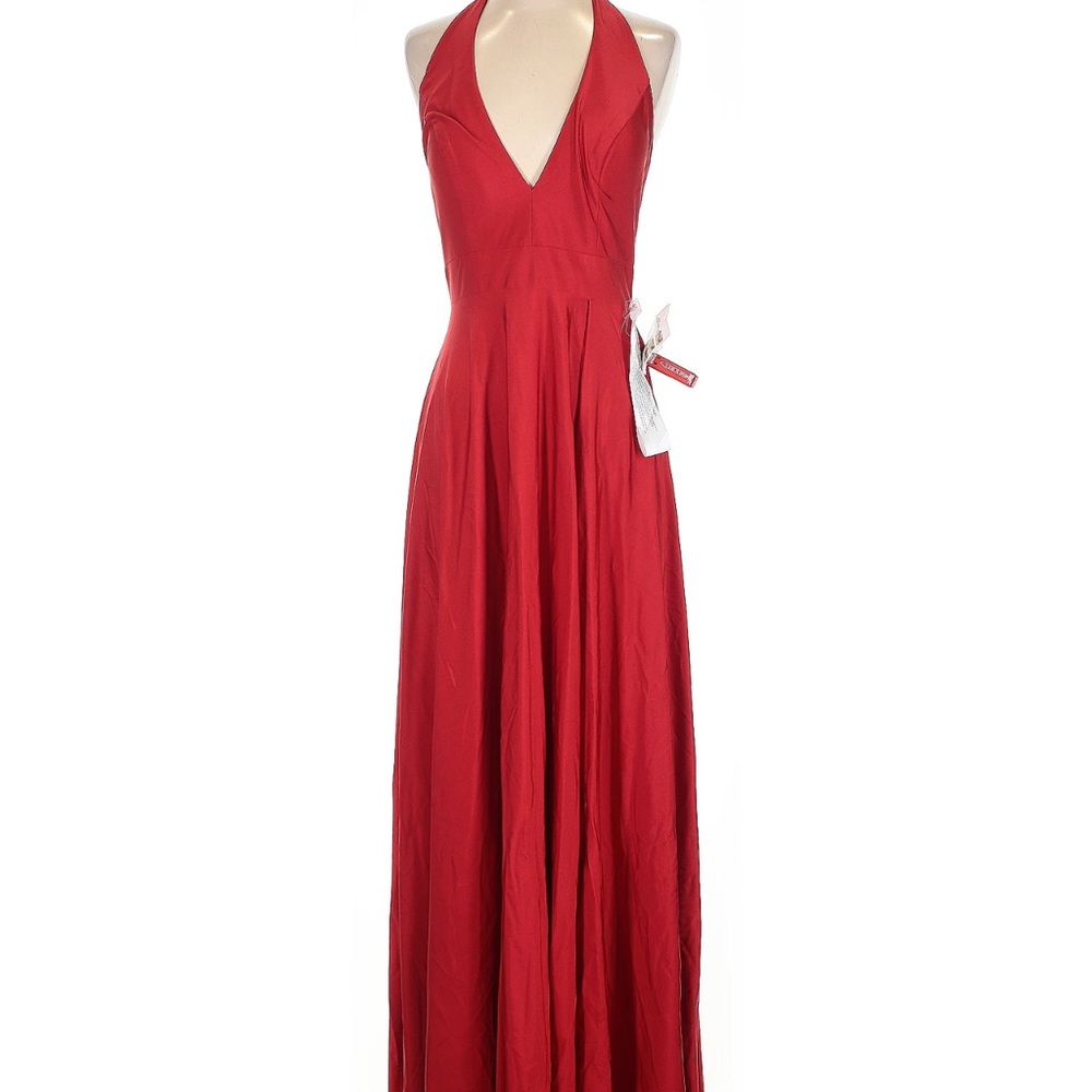 IEENA for Mac Duggal Red Halter Maxi Dress